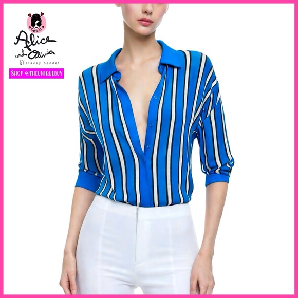 Alice + Olivia Dimitra Oversized High Low Button Down Shirt - Picture 6 of 16